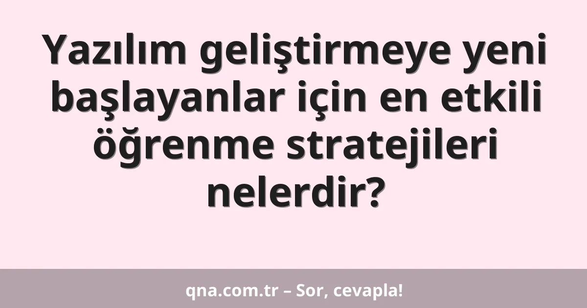 Yazılım geliştirmeye yeni başlayanlar için en etkili öğrenme stratejileri nelerdir?
