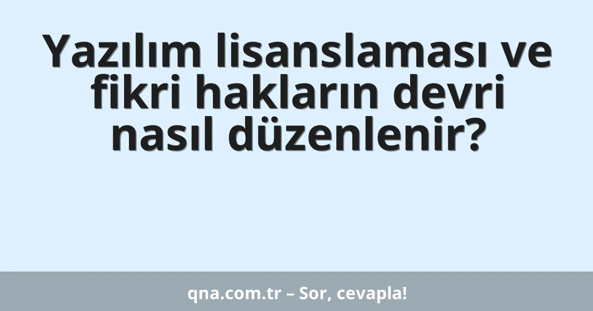 Yazılım lisanslaması ve fikri hakların devri nasıl düzenlenir?