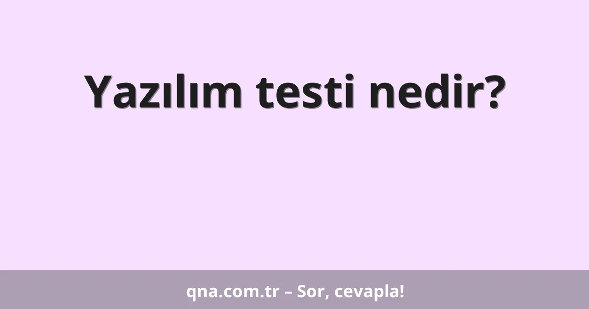 Yazılım testi nedir?