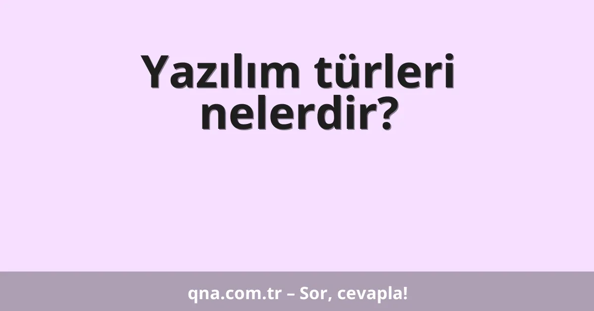 Yazılım türleri nelerdir?