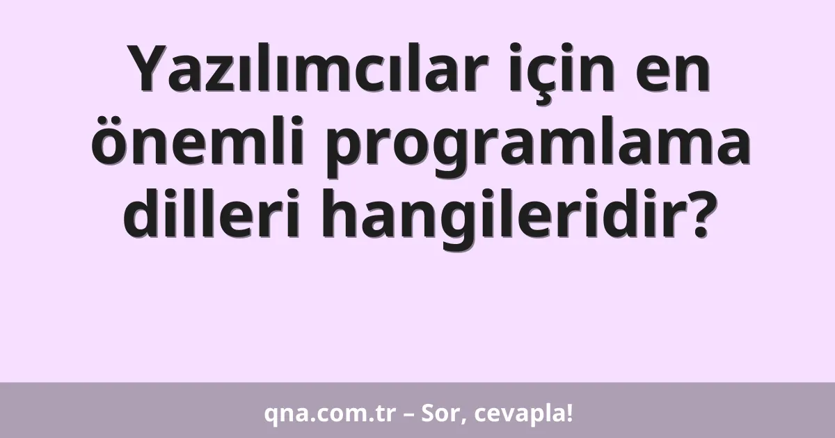 Yazılımcılar için en önemli programlama dilleri hangileridir?
