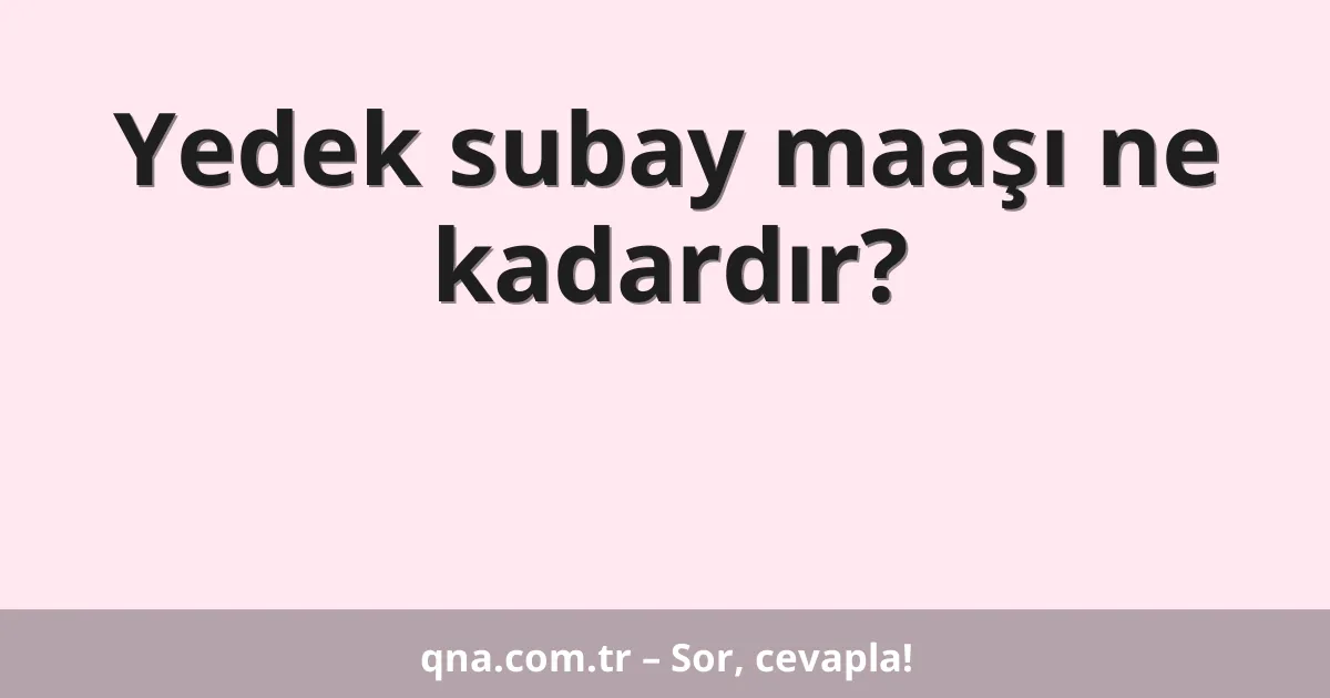 Yedek subay maaşı ne kadardır?