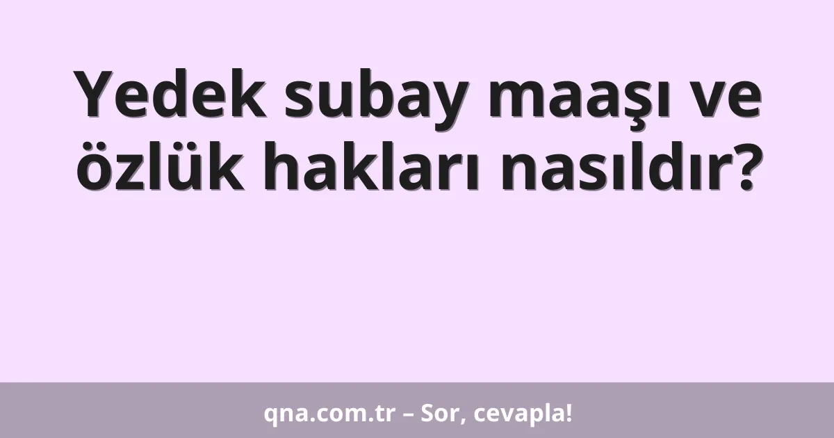 Yedek subay maaşı ve özlük hakları nasıldır?