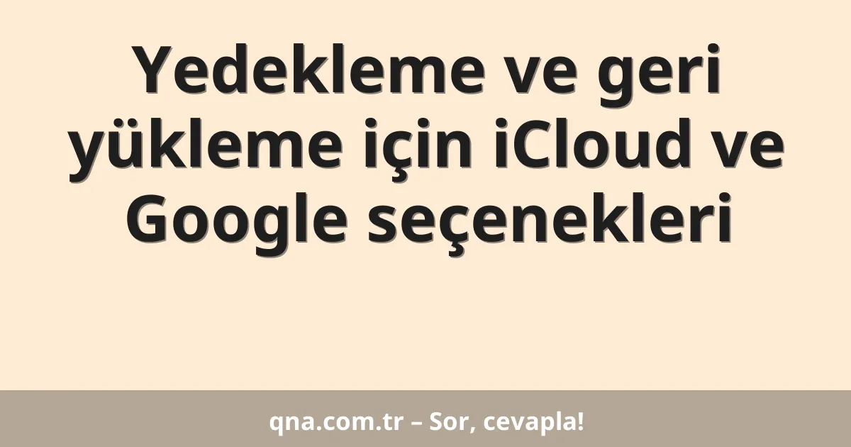 Yedekleme ve geri yükleme için iCloud ve Google seçenekleri