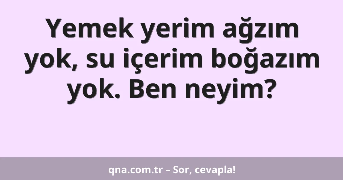 Yemek yerim ağzım yok, su içerim boğazım yok. Ben neyim?