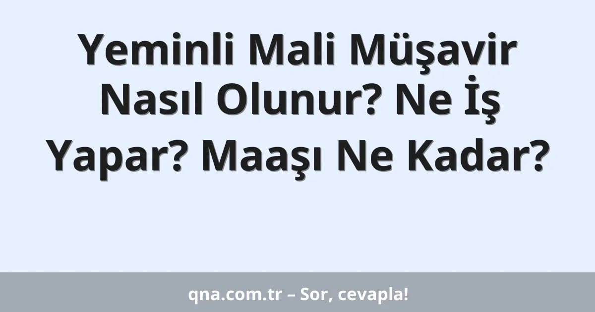 Yeminli Mali Müşavir Nasıl Olunur? Ne İş Yapar? Maaşı Ne Kadar?