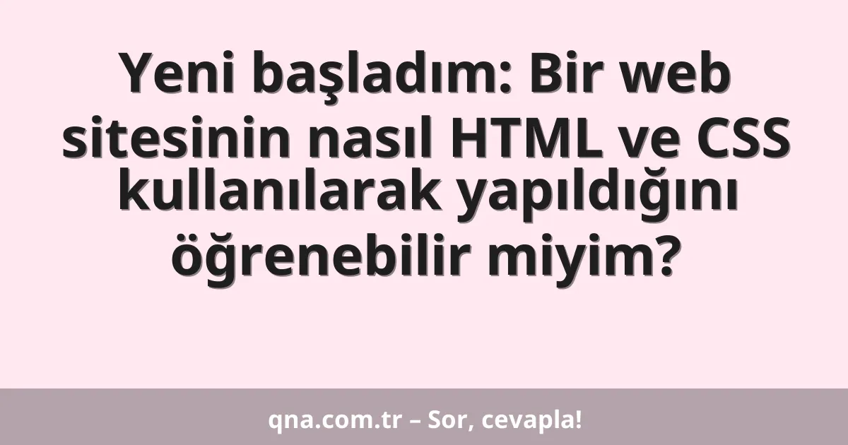 Yeni başladım: Bir web sitesinin nasıl HTML ve CSS kullanılarak yapıldığını öğrenebilir miyim?