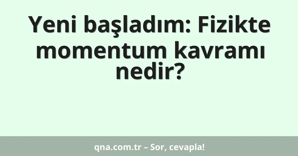 Yeni başladım: Fizikte momentum kavramı nedir?