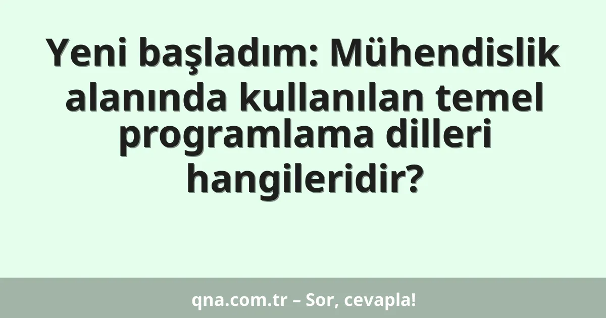 Yeni başladım: Mühendislik alanında kullanılan temel programlama dilleri hangileridir?