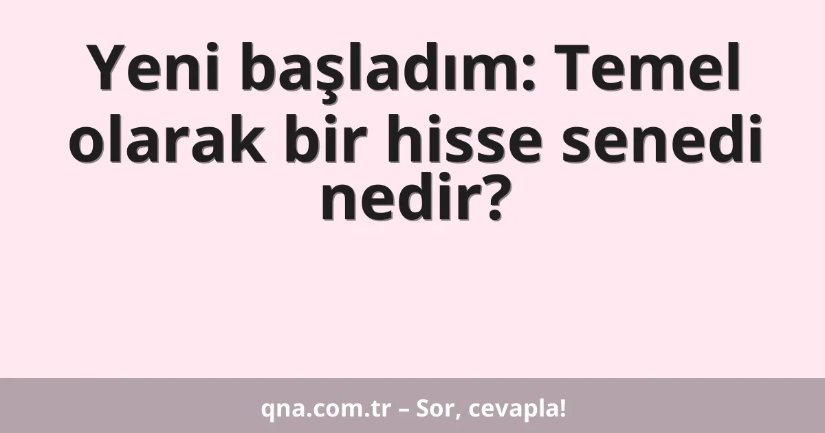 Yeni başladım: Temel olarak bir hisse senedi nedir?