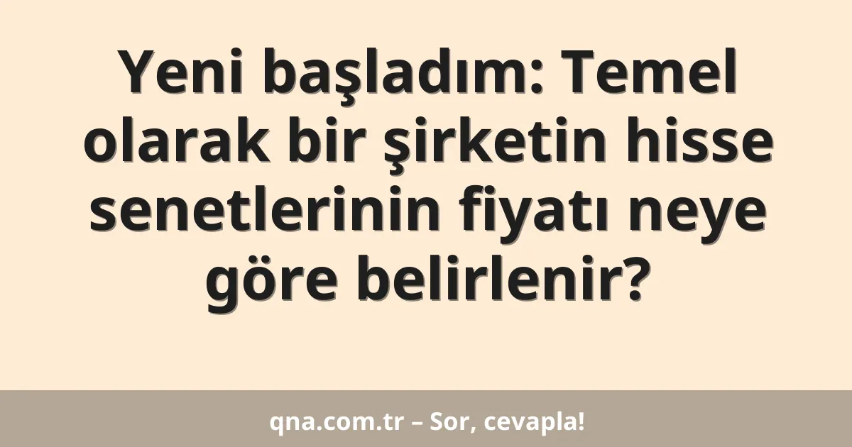 Yeni başladım: Temel olarak bir şirketin hisse senetlerinin fiyatı neye göre belirlenir?