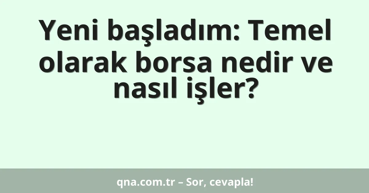Yeni başladım: Temel olarak borsa nedir ve nasıl işler?