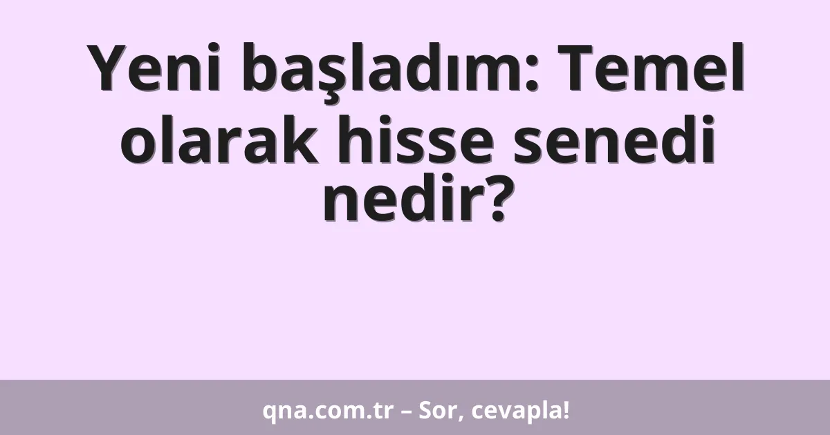 Yeni başladım: Temel olarak hisse senedi nedir?
