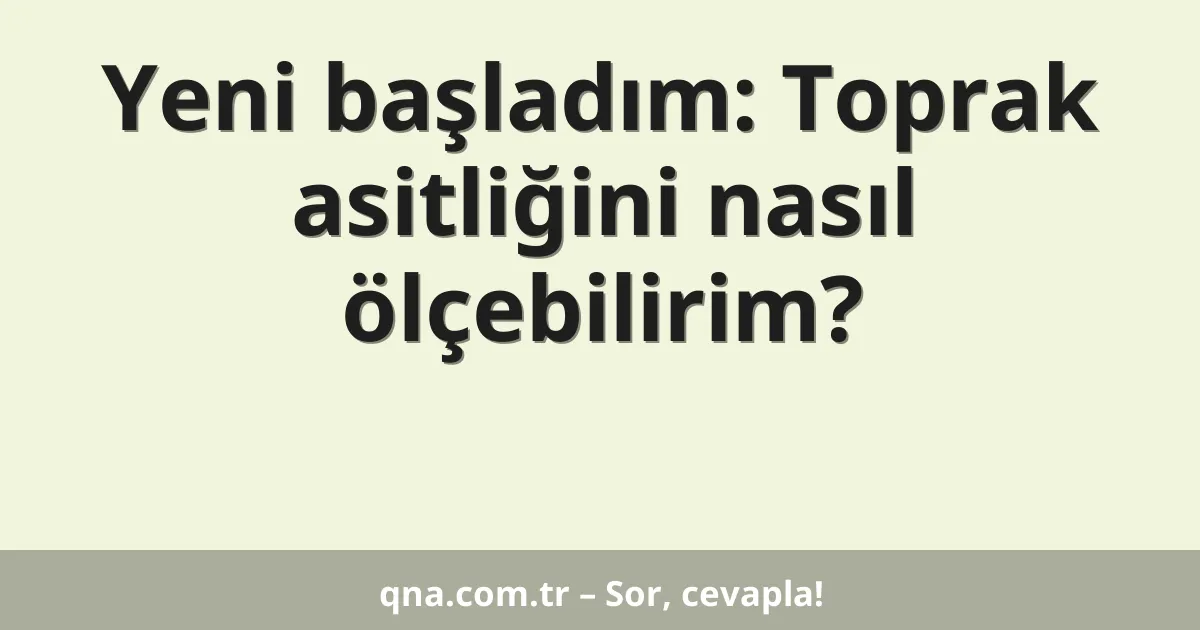 Yeni başladım: Toprak asitliğini nasıl ölçebilirim?