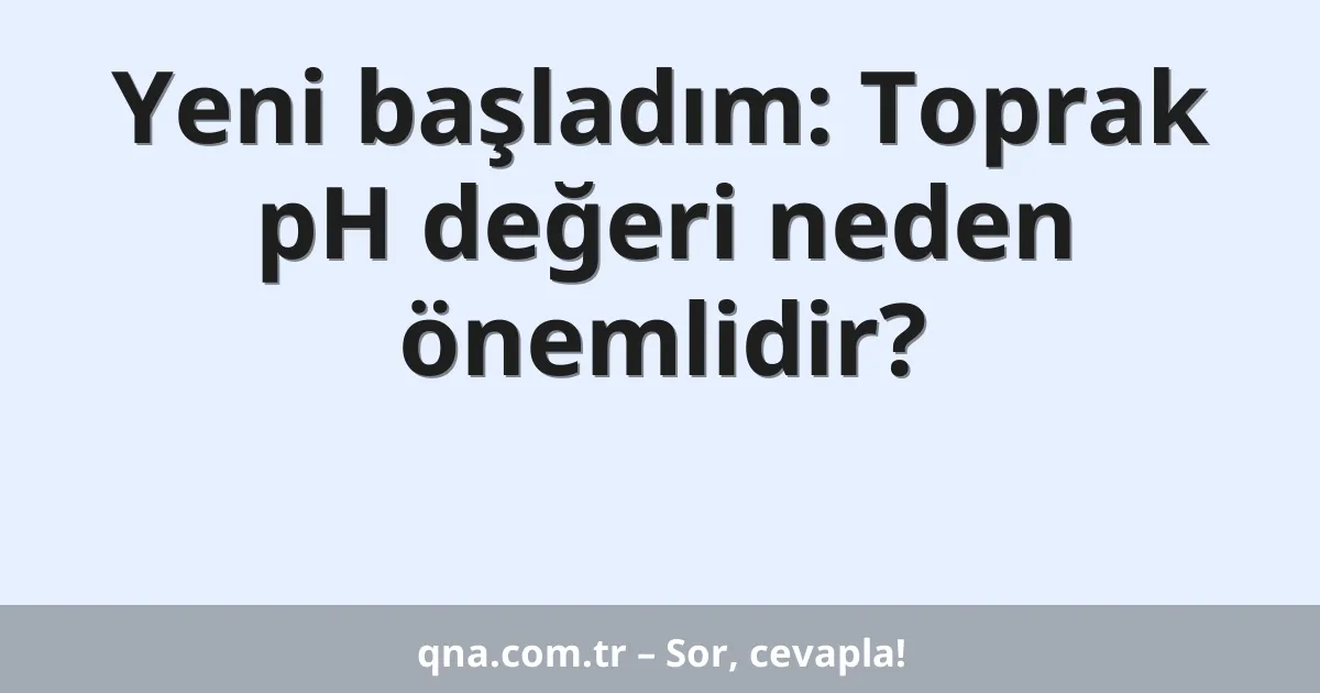 Yeni başladım: Toprak pH değeri neden önemlidir?
