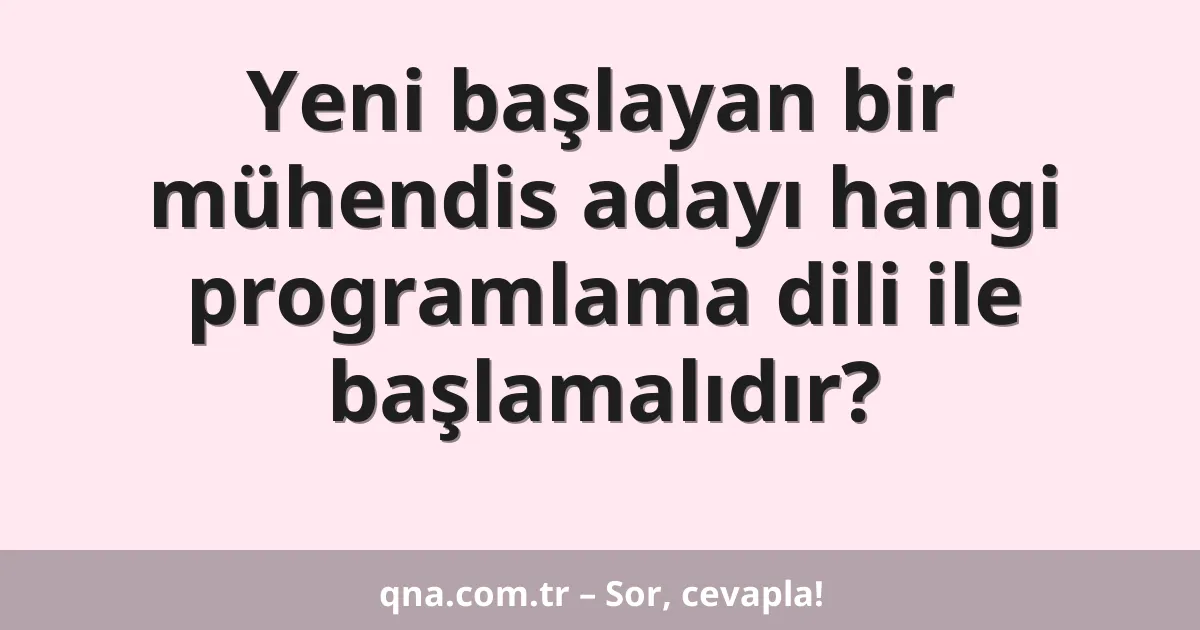 Yeni başlayan bir mühendis adayı hangi programlama dili ile başlamalıdır?