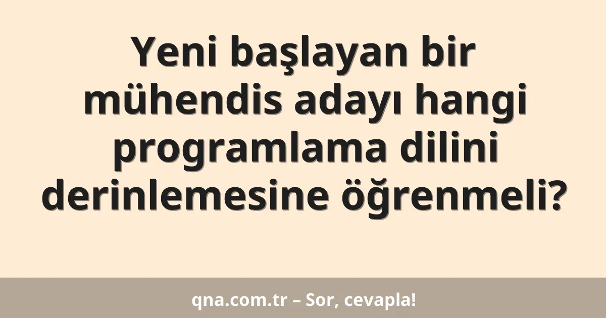 Yeni başlayan bir mühendis adayı hangi programlama dilini derinlemesine öğrenmeli?
