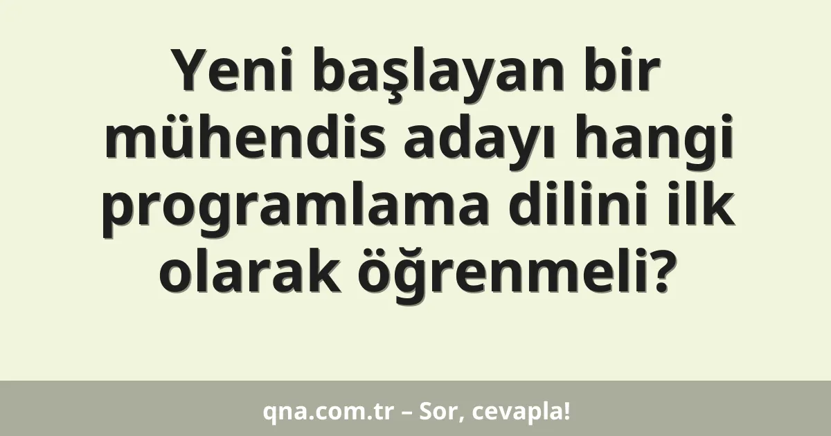 Yeni başlayan bir mühendis adayı hangi programlama dilini ilk olarak öğrenmeli?