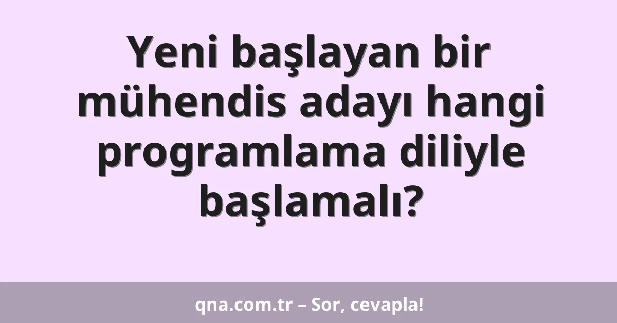 Yeni başlayan bir mühendis adayı hangi programlama diliyle başlamalı?