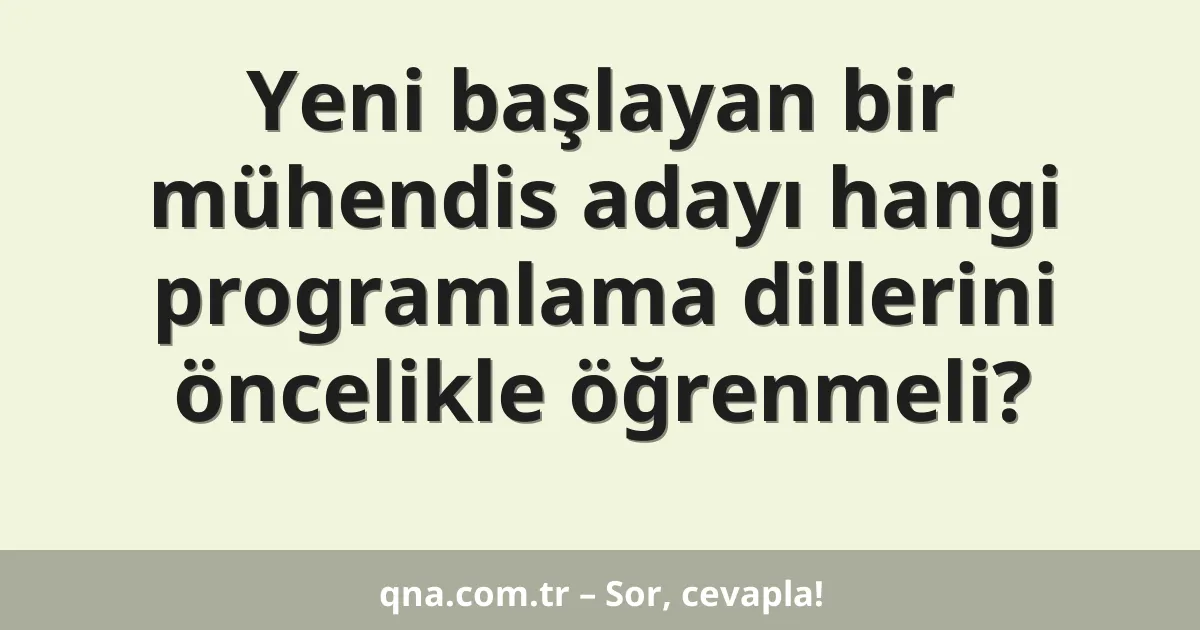 Yeni başlayan bir mühendis adayı hangi programlama dillerini öncelikle öğrenmeli?