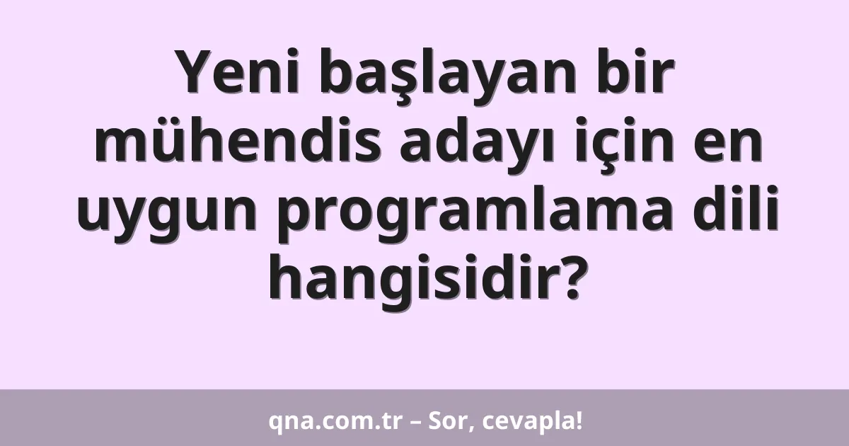 Yeni başlayan bir mühendis adayı için en uygun programlama dili hangisidir?