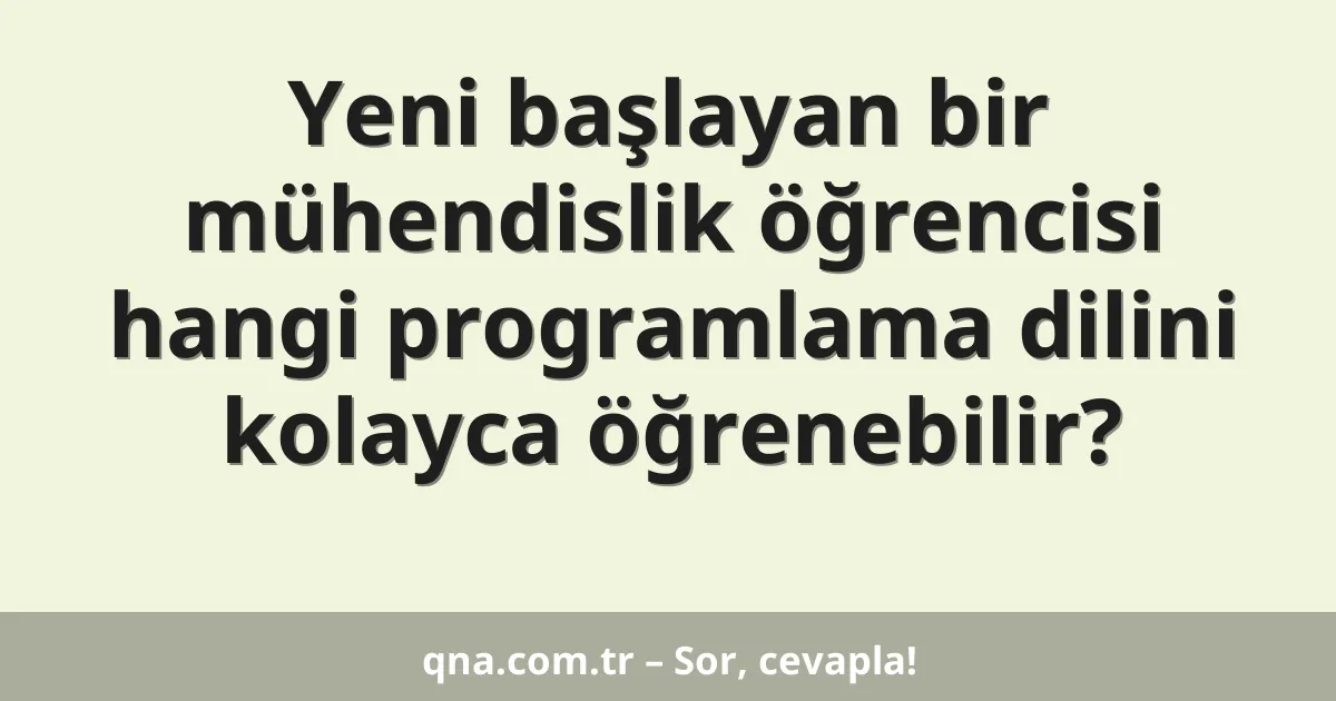 Yeni başlayan bir mühendislik öğrencisi hangi programlama dilini kolayca öğrenebilir?