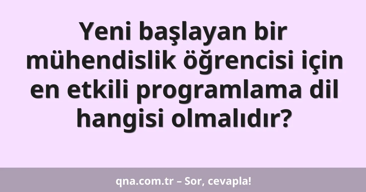 Yeni başlayan bir mühendislik öğrencisi için en etkili programlama dil hangisi olmalıdır?