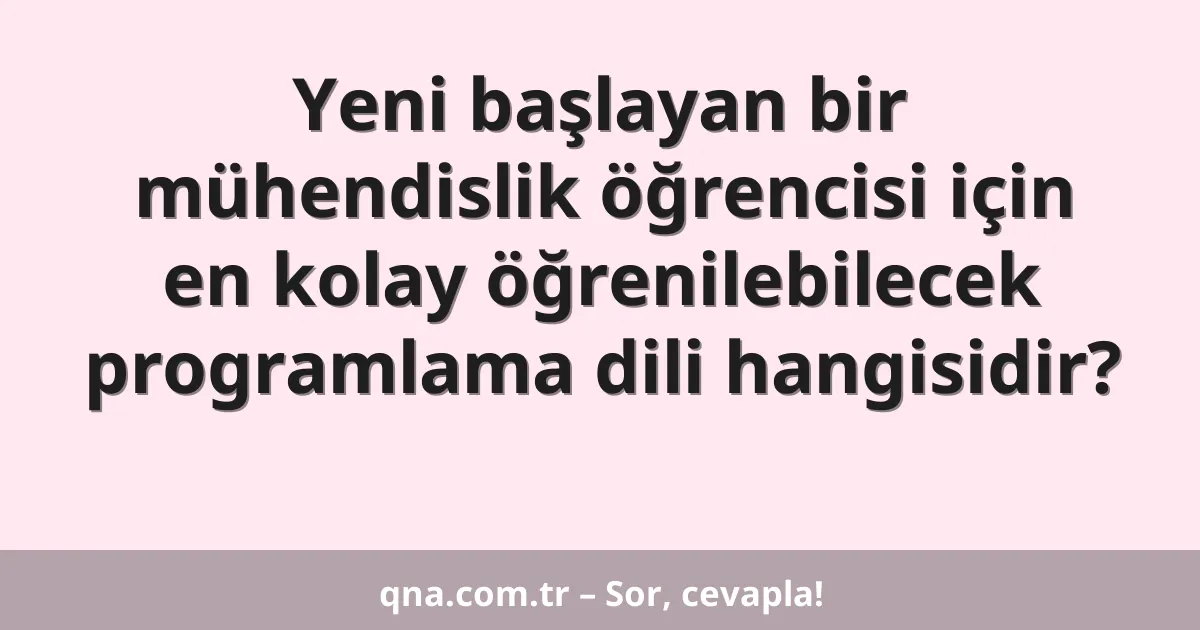 Yeni başlayan bir mühendislik öğrencisi için en kolay öğrenilebilecek programlama dili hangisidir?