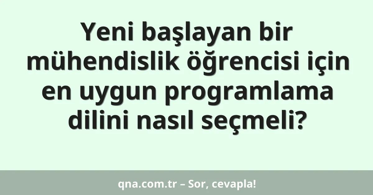 Yeni başlayan bir mühendislik öğrencisi için en uygun programlama dilini nasıl seçmeli?