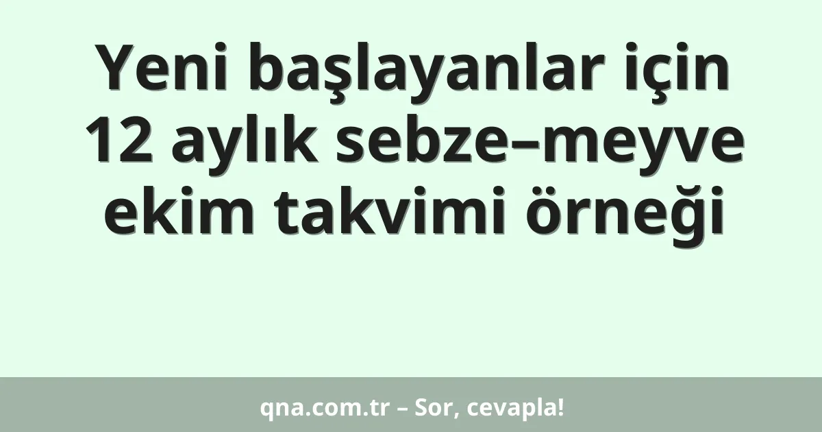 Yeni başlayanlar için 12 aylık sebze–meyve ekim takvimi örneği
