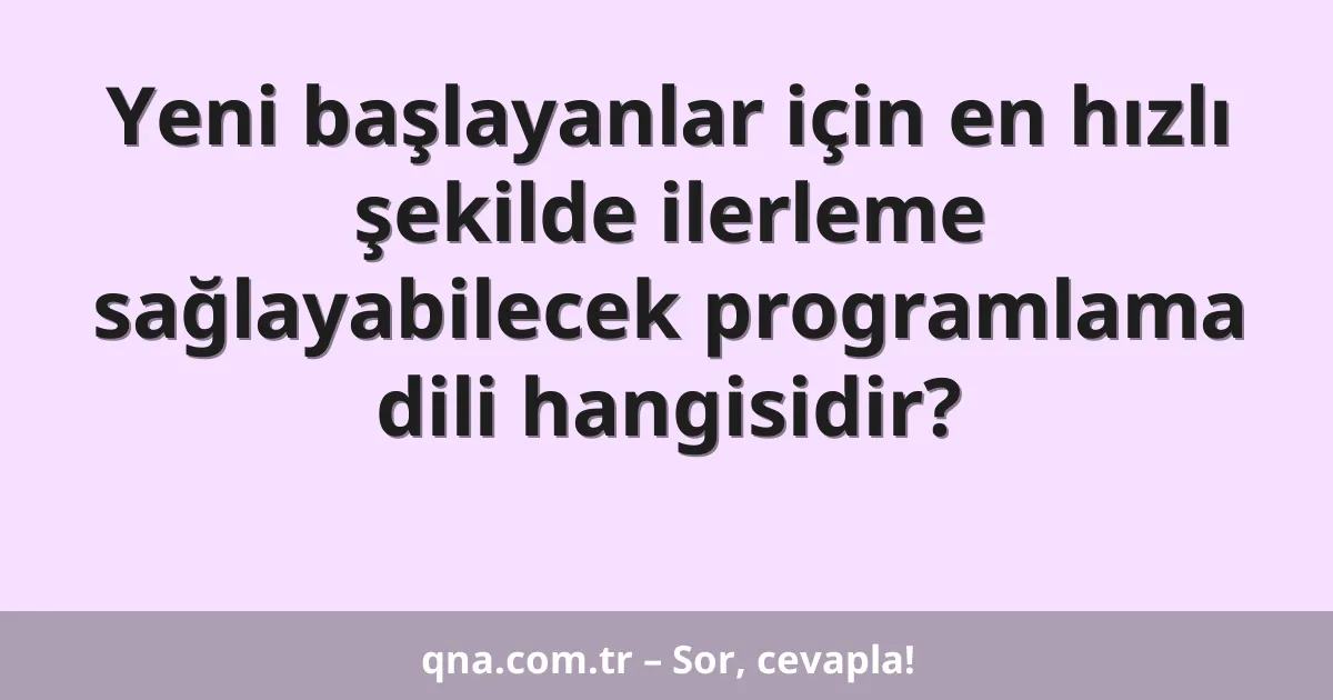 Yeni başlayanlar için en hızlı şekilde ilerleme sağlayabilecek programlama dili hangisidir?