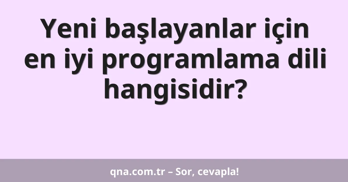 Yeni başlayanlar için en iyi programlama dili hangisidir?