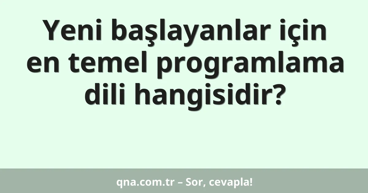 Yeni başlayanlar için en temel programlama dili hangisidir?