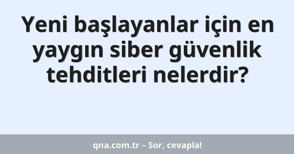 Yeni başlayanlar için en yaygın siber güvenlik tehditleri nelerdir?
