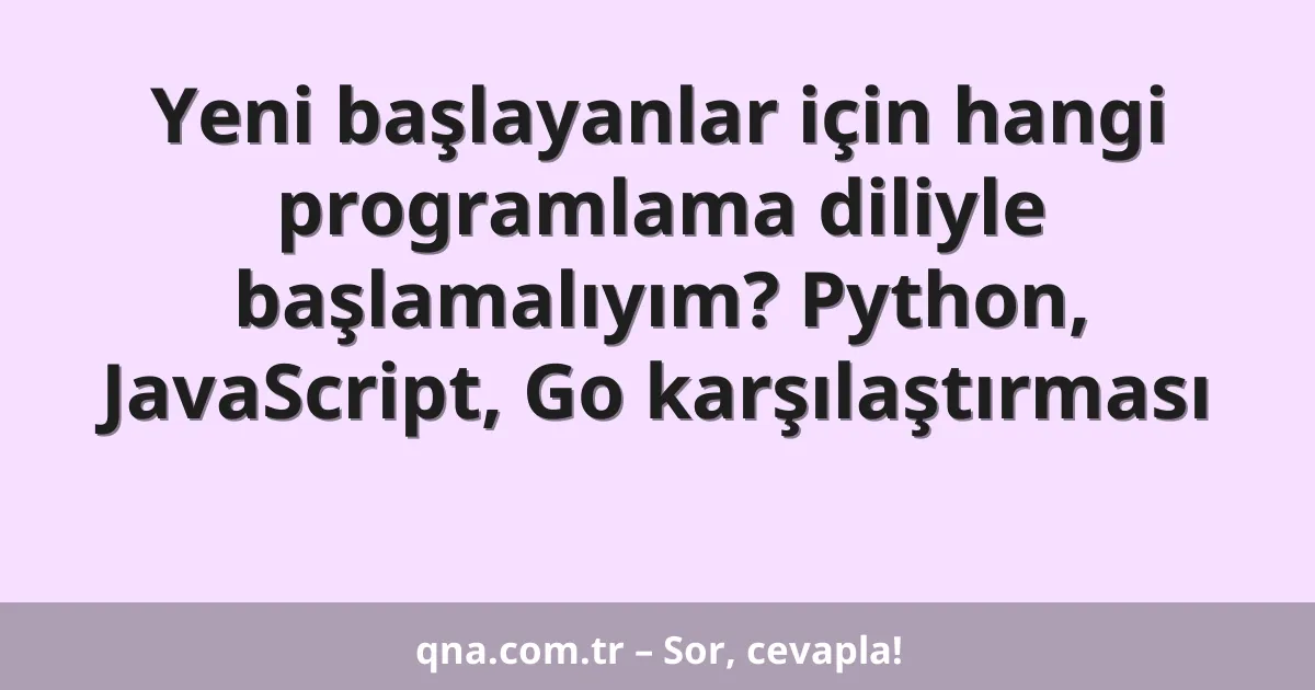 Yeni başlayanlar için hangi programlama diliyle başlamalıyım? Python, JavaScript, Go karşılaştırması