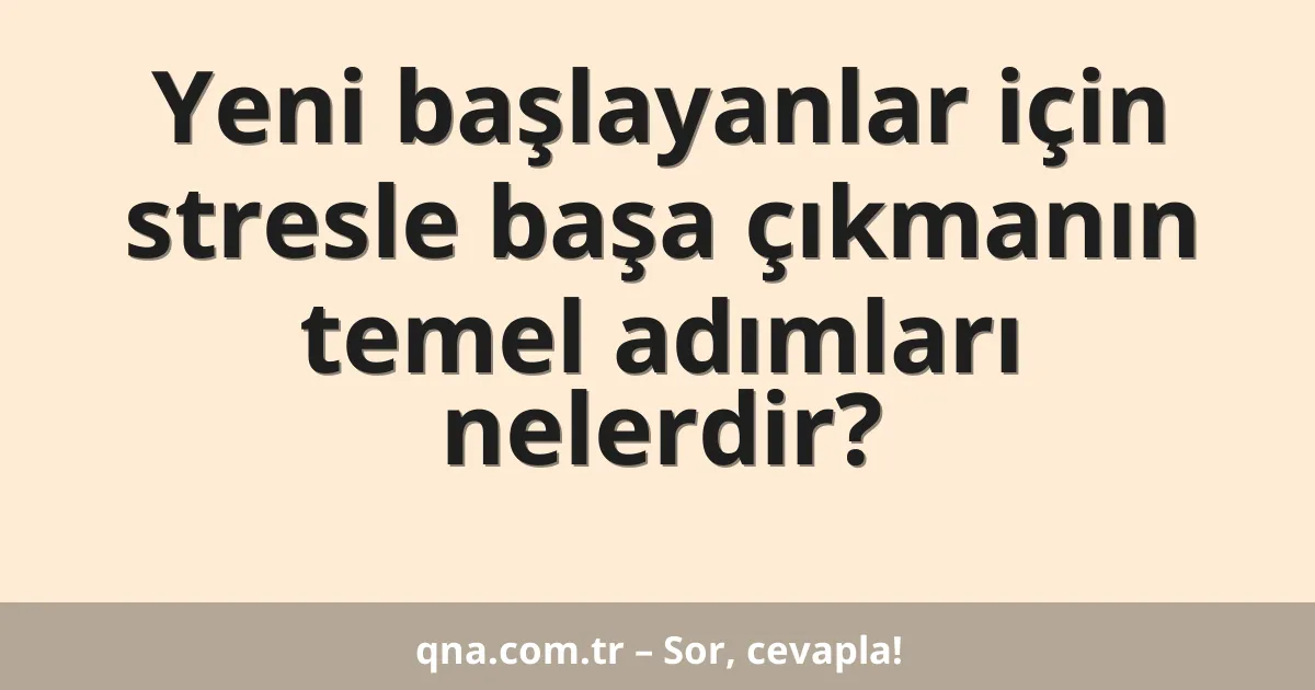 Yeni başlayanlar için stresle başa çıkmanın temel adımları nelerdir?