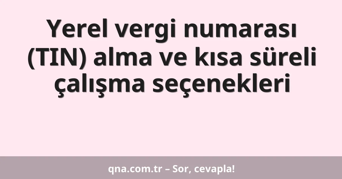 Yerel vergi numarası (TIN) alma ve kısa süreli çalışma seçenekleri