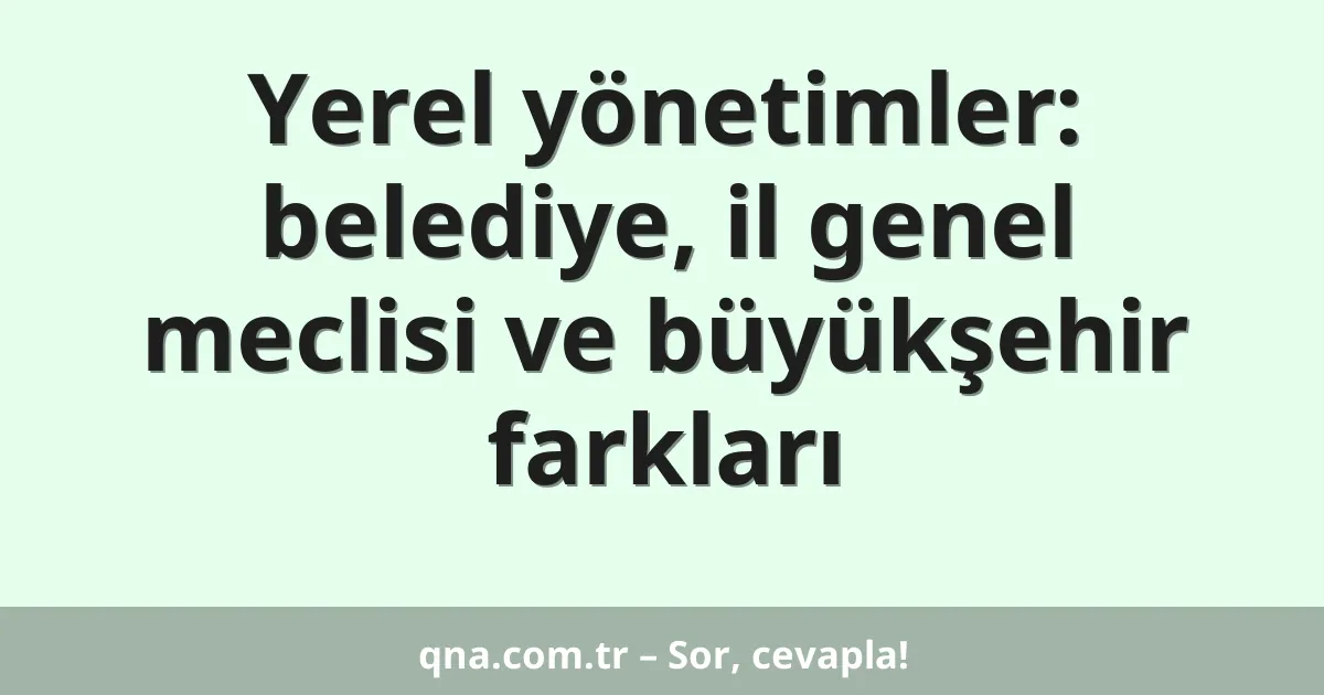 Yerel yönetimler: belediye, il genel meclisi ve büyükşehir farkları