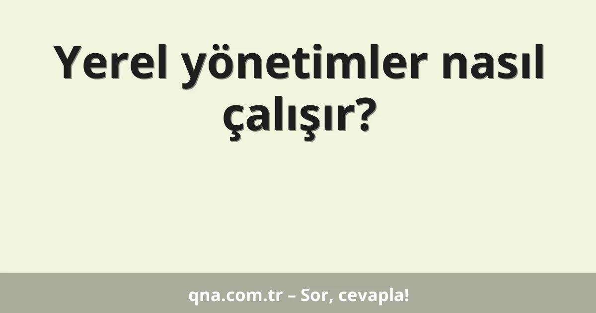 Yerel yönetimler nasıl çalışır?
