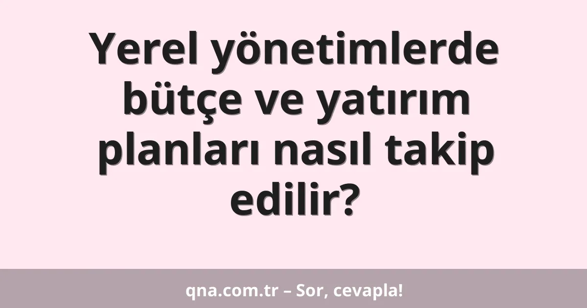 Yerel yönetimlerde bütçe ve yatırım planları nasıl takip edilir?