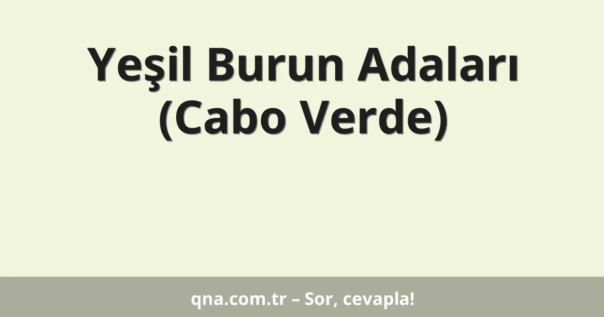 Yeşil Burun Adaları (Cabo Verde)