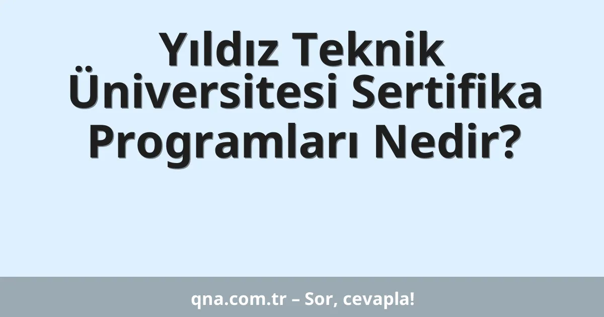 Yıldız Teknik Üniversitesi Sertifika Programları Nedir?
