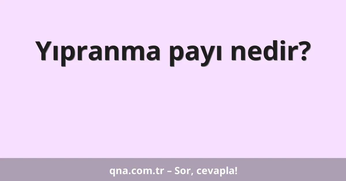 Yıpranma payı nedir?