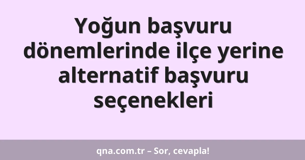 Yoğun başvuru dönemlerinde ilçe yerine alternatif başvuru seçenekleri
