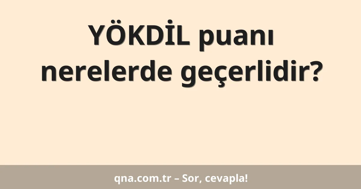 YÖKDİL puanı nerelerde geçerlidir?