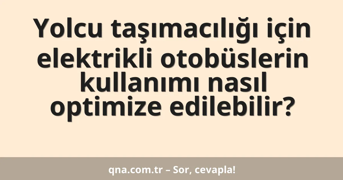 Yolcu taşımacılığı için elektrikli otobüslerin kullanımı nasıl optimize edilebilir?