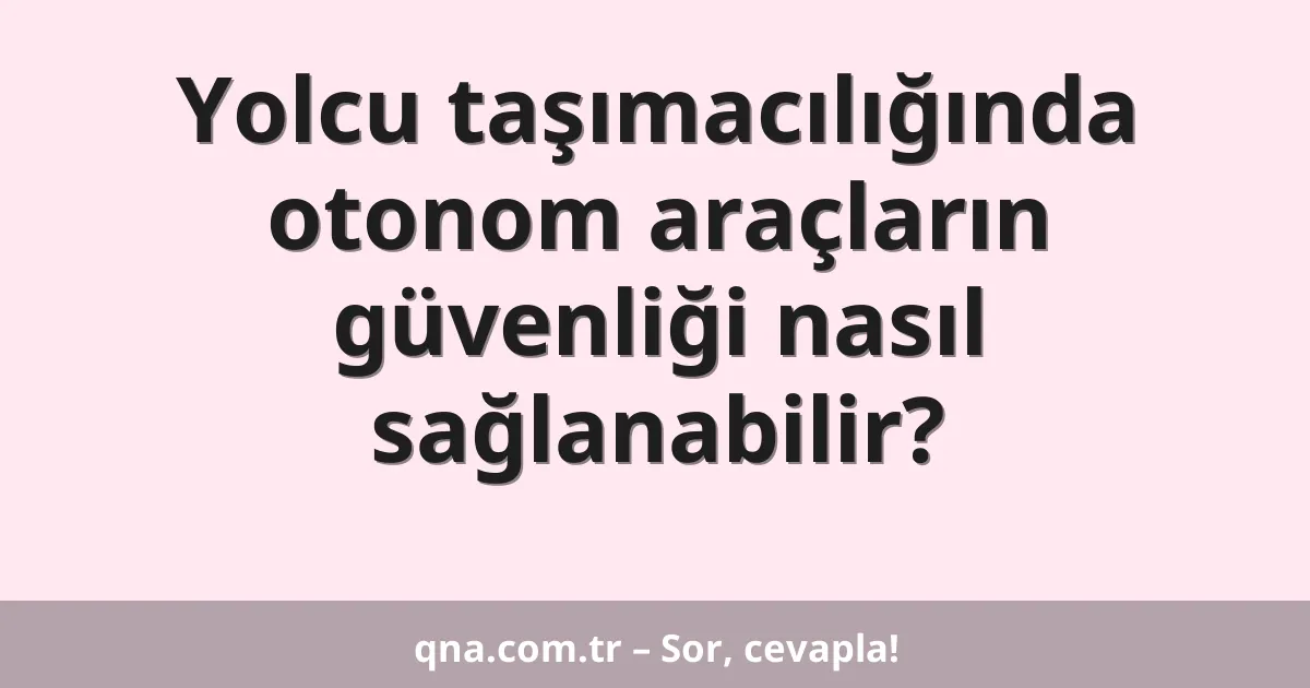 Yolcu taşımacılığında otonom araçların güvenliği nasıl sağlanabilir?