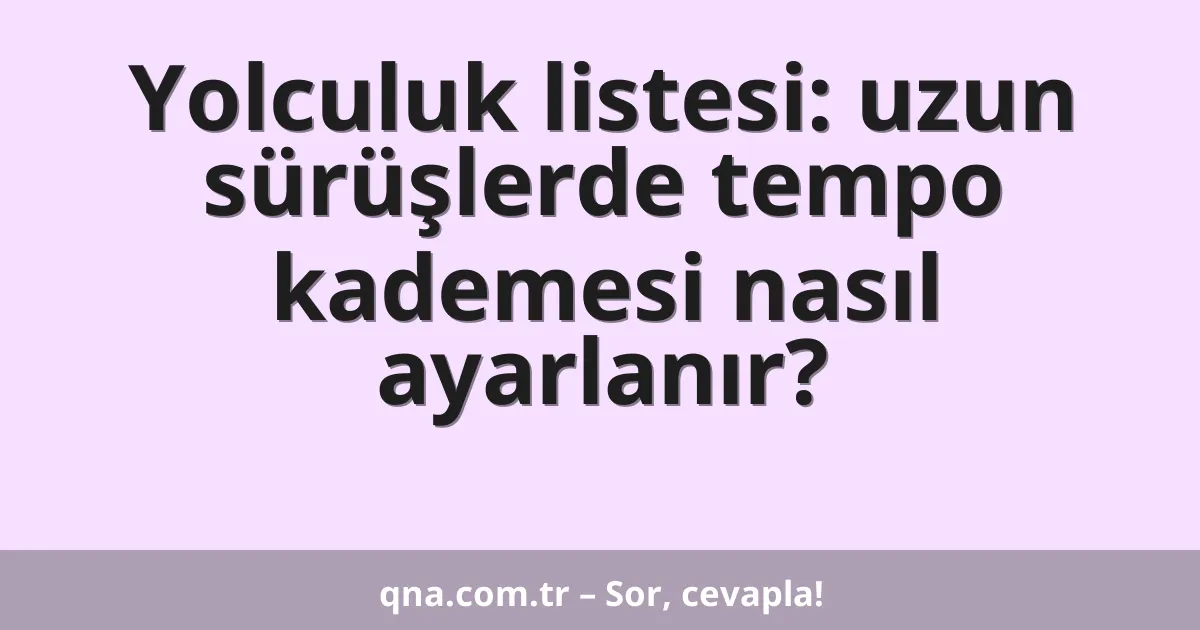 Yolculuk listesi: uzun sürüşlerde tempo kademesi nasıl ayarlanır?