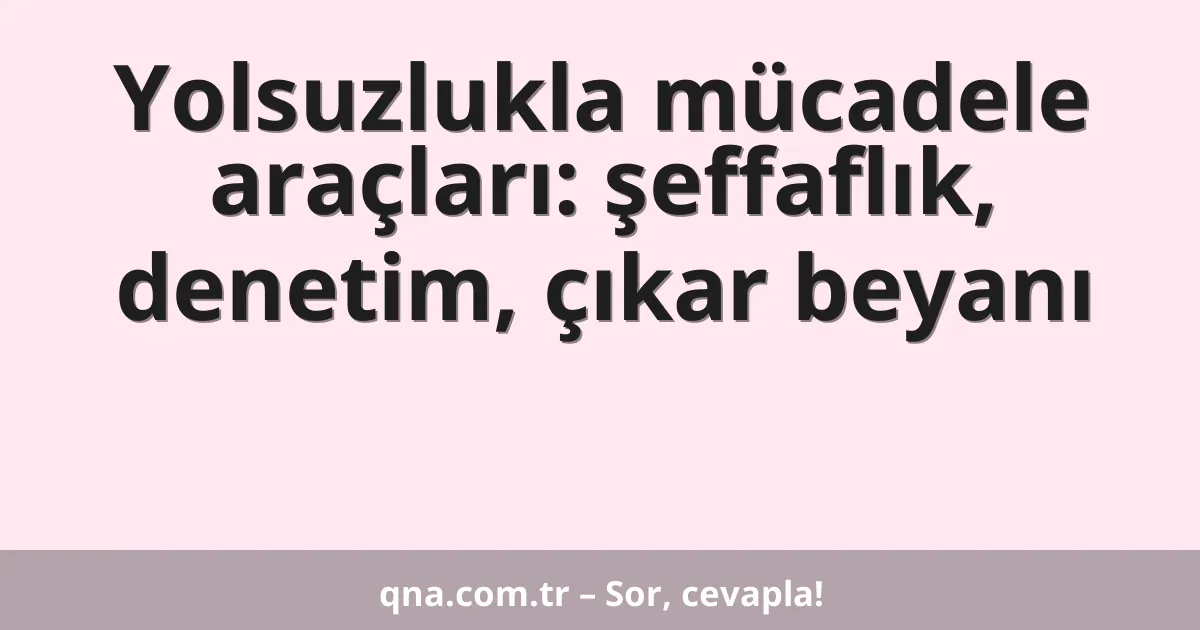 Yolsuzlukla mücadele araçları: şeffaflık, denetim, çıkar beyanı