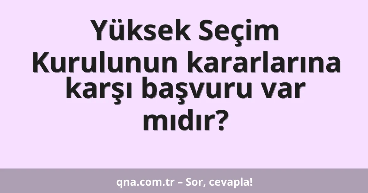 Yüksek Seçim Kurulunun kararlarına karşı başvuru var mıdır?